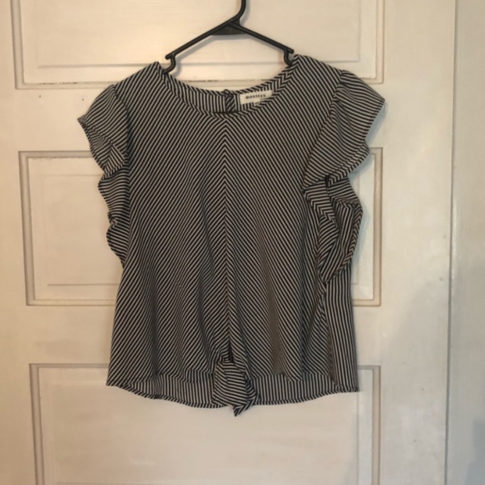 Monteau Black and white striped top